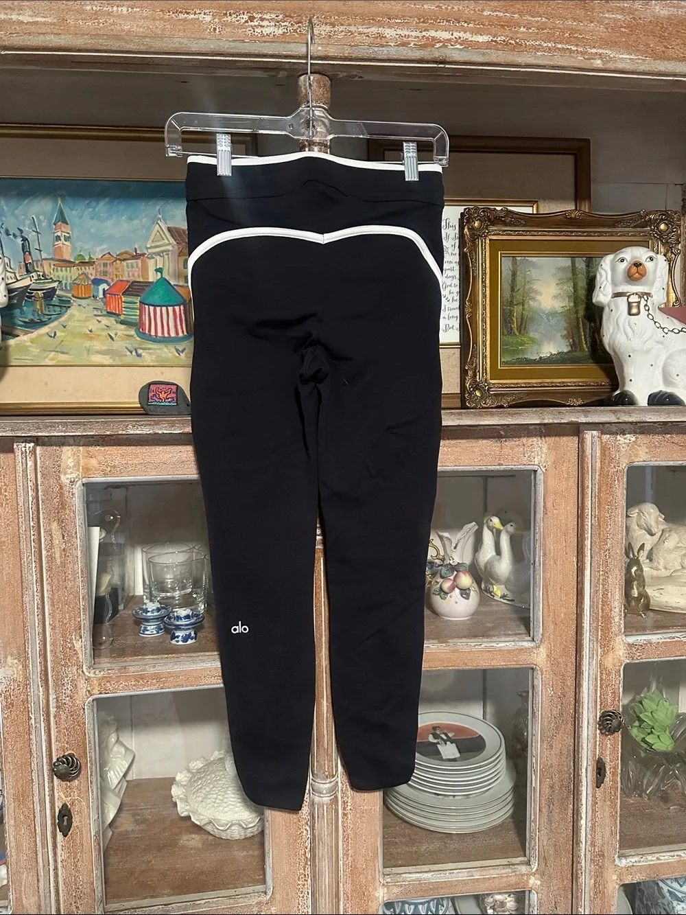 ALO Yoga Black Joggers with White Side Stripes